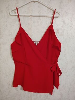 Monteau Red Wrap Tie-Front Camisole Tank Top